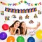 Pride Party Decorations Set, Banner, Hanging Swirls, Rainbow Foil Fringe Curtains, Balloons, and Flags